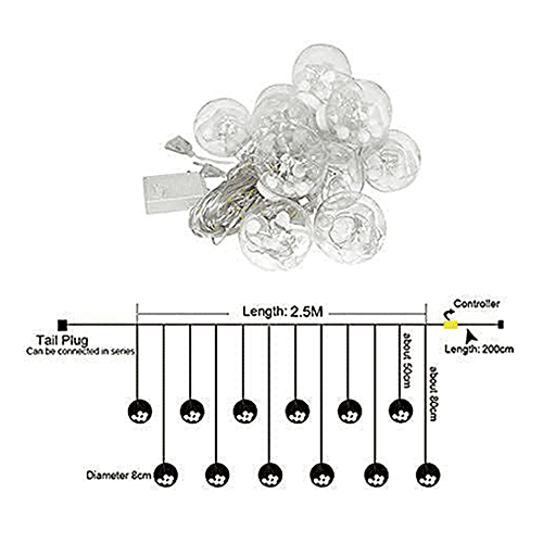 Lexton 12 Balls Multicolour Light, 1 pc  Big & Small Balls, Flashing Modes, For Home Decor, Festive Decoration