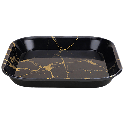 DP Square Snack Tray - Black Marble, Melamine, 1 pc (Set of 2)