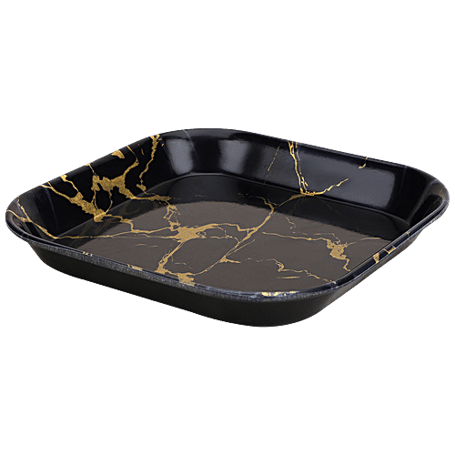 DP Square Snack Tray - Black Marble, Melamine, 1 pc (Set of 2)