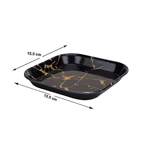 DP Square Snack Tray - Black Marble, Melamine, 1 pc (Set of 2)