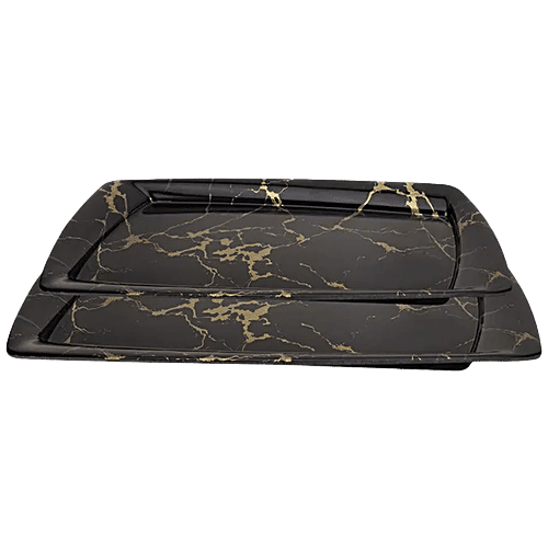 Buy DP Serving Tray Set Black Marble, Rectangle, Melamine