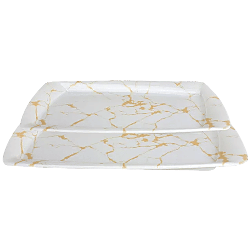 Buy DP Serving Tray Set White Marble, Rectangle, Melamine