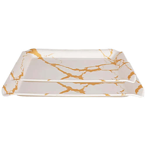 Buy DP Coral Serving Tray Set White Marble, Rectangle, Melamine