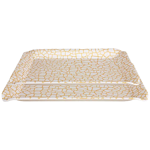 Buy DP Coral Serving Tray Set White Golden, Rectangle, Melamine