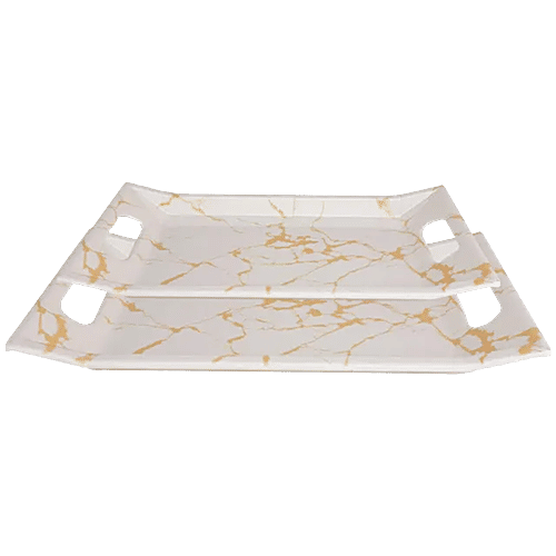 Buy DP Nano Serving Tray Set White Marble, Rectangle, Melamine Online