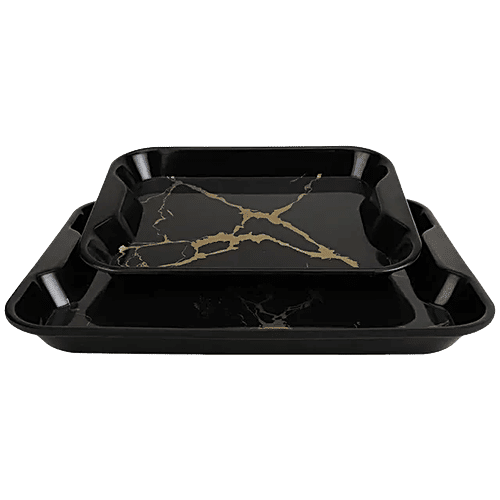Buy DP Lorex Serving Tray Set Black Marble, Rectangle, Melamine