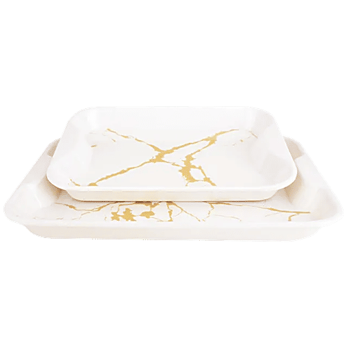 Buy DP Lorex Serving Tray Set White Marble, Rectangle, Melamine