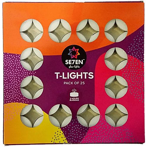 Se7en T-Lights Candle - BVC, White, Traditional, Ideal Gift, Christmas Decoration, 25 pcs  