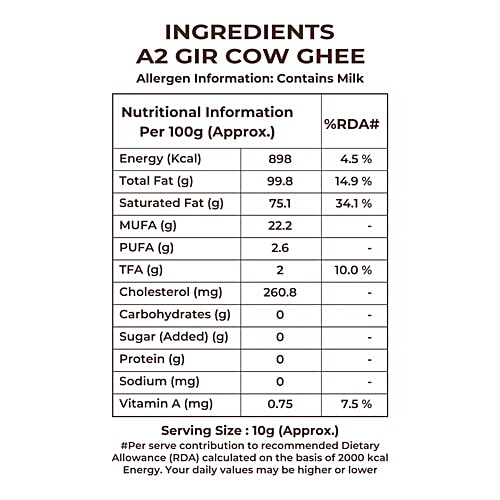 Vedaaz A2 Desi Gir Cow Ghee - Rich In Antioxidants, Boosts Overall Health, 300 ml  