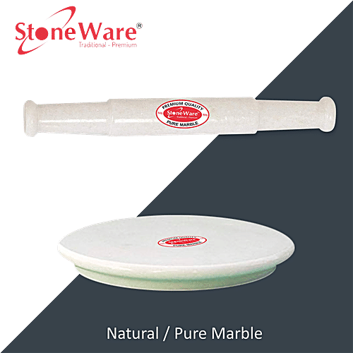 Stoneware Premium Pure Marble Chakla Belan Combi Set - Jointless, Waterproof, 23 & 30 cm, 2 pcs