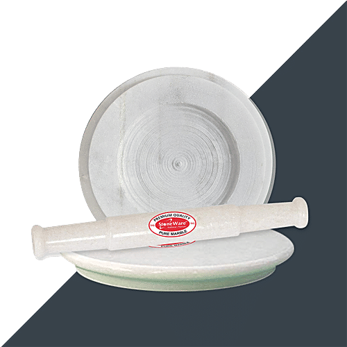 Stoneware Premium Pure Marble Chakla Belan Combi Set - Jointless, Waterproof, 23 & 30 cm, 2 pcs