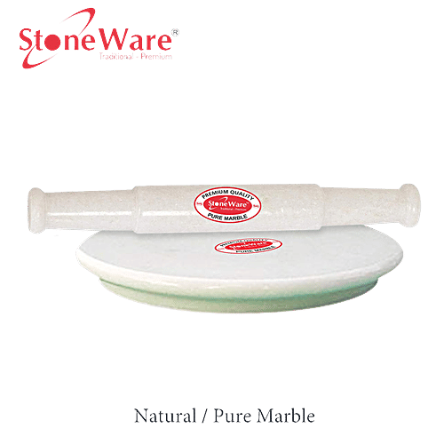 Stoneware Premium Pure Marble Chakla Belan Combi Set - Jointless, Waterproof, 23 & 30 cm, 2 pcs