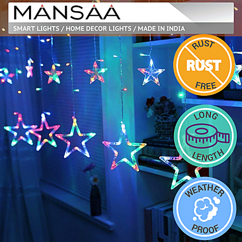 Mansaa 115 LEDs Star String Lights With Flashing Modes For Home Decor - Remote & USB Adapter, 1.8 M, Multicolour, 1 pc Festive, Christmas