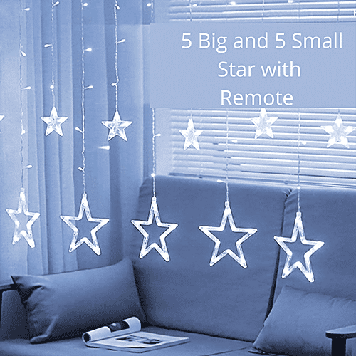 Mansaa 115 LEDs Star String Lights For Home Decor - With Flashing Modes, Remote & USB Adapter, 1.8 M, Cool White, 1 pc
