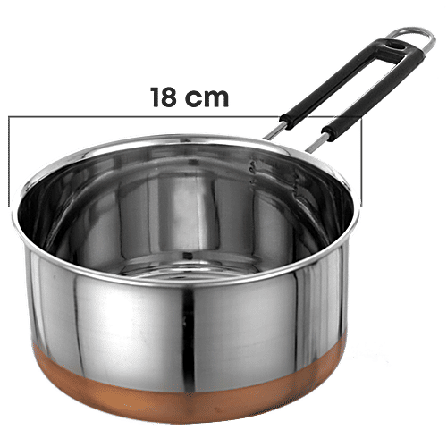 Jensons Stainless Steel Copper Bottom Sauce Pan - Strong, Durable, Heat Resistant, 18 cm, 1 pc  