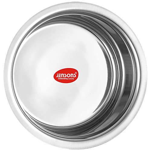 Jensons Stainless Steel Flat Bottom Tope - Strong, Durable, Induction Base, Silver, 1 L  