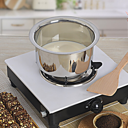 Jensons Stainless Steel Flat Bottom Tope - Strong, Durable, Induction Base, Silver, 1 L  