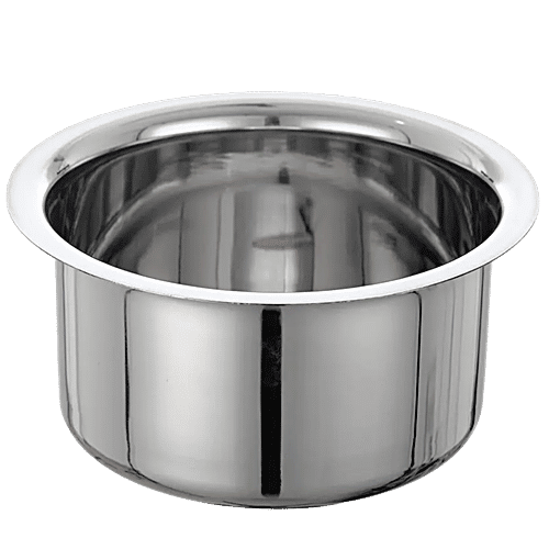 Jensons Stainless Steel Flat Bottom Tope - Strong, Durable, Induction Base, Silver, 1 L  