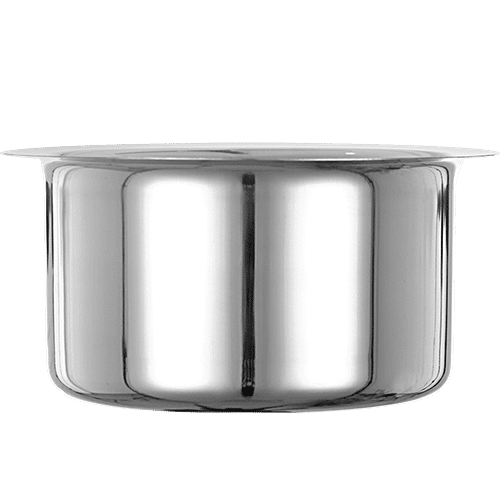 Jensons Stainless Steel Flat Bottom Tope - Strong, Durable, Induction Base, Silver, 3 L  