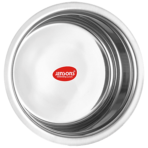 Jensons Stainless Steel Flat Bottom Tope - Strong, Durable, Induction Base, Silver, 3 L  