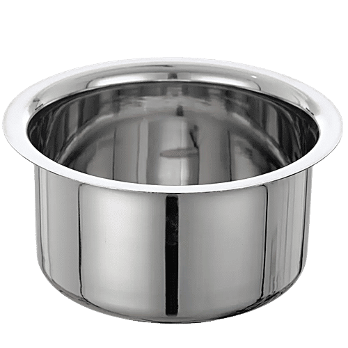 Jensons Stainless Steel Flat Bottom Tope - Strong, Durable, Induction Base, Silver, 3 L  