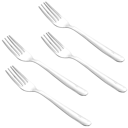 Jensons Dessert Stainless Steel Fork Set - Strong, Durable, Silver, 4 pcs  