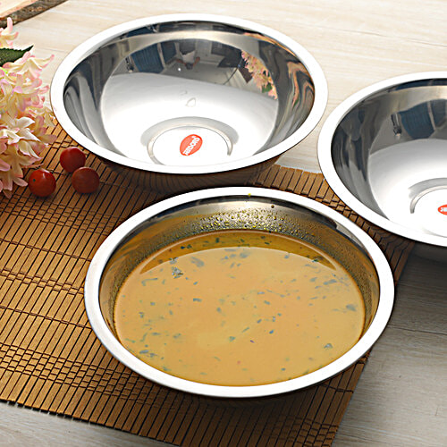 Jensons Heavy Gauge Stainless Steel Solid Mixing Bowl - 21 cm, Lightweight, Silver, 1 pc  