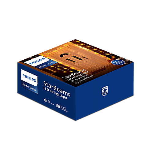 Philips Starbeams 15 LEDs String Light 5 Ft - Easy To Install, Warm White, 1 pc For Home Decor, Festive, Christmas, Party, Patio Lawn