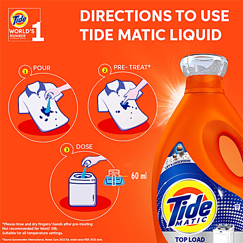 Tide Matic Liquid Detergent Top Load - Stain Removal In Washing Machine, 850 ml  