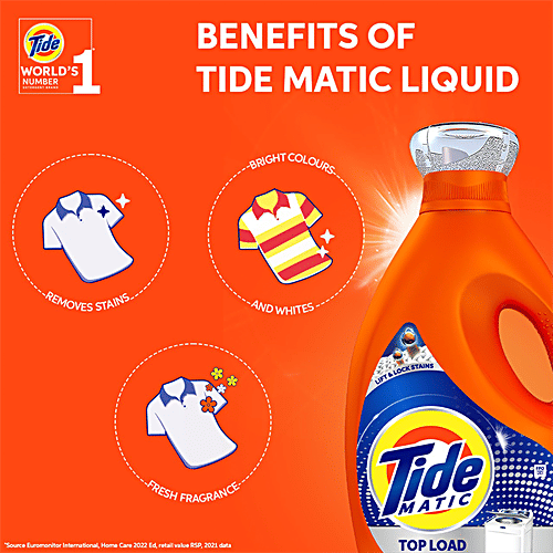 Tide Matic Liquid Detergent Top Load - Stain Removal In Washing Machine, 850 ml  