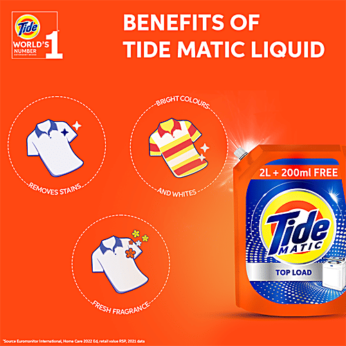 Tide Matic Liquid Detergent Top Load - Stain Removal In Washing Machine, 2 L  