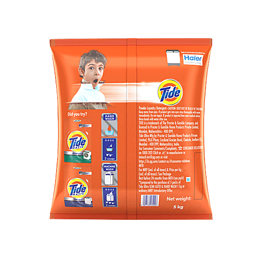 Tide Ultra-Semi-Auto Machine & Hand Wash With Stain Magnets For Outstanding Cleaning, 5 kg  