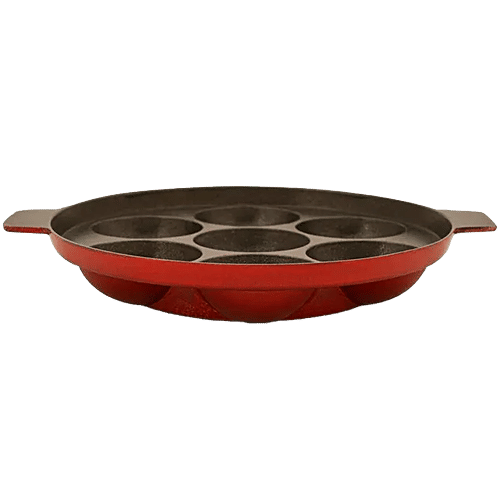 Navrang Die Cast Non-Stick Aluminium Appam Patra/Paniyarakkal/Paddu Maker - Scratch Resistant, 17 cm, 7 Pits, 1 pc