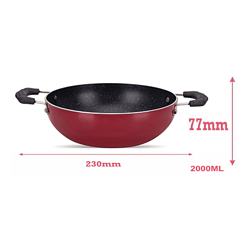 Navrang Aluminium Kadai - Non Stick, 23 cm, 2.2 mm, Bakelite Handle, 2.1 l  