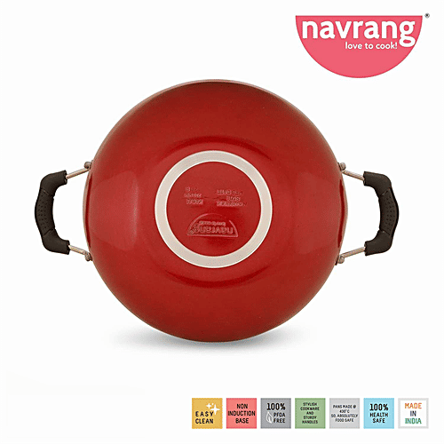Navrang Aluminium Kadai - Non Stick, 23 cm, 2.2 mm, Bakelite Handle, 2.1 l  