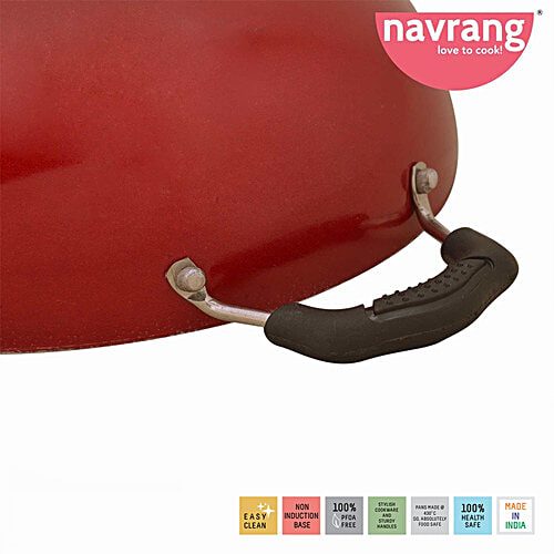 Navrang Aluminium Kadai - Non Stick, 23 cm, 2.2 mm, Bakelite Handle, 2.1 l  