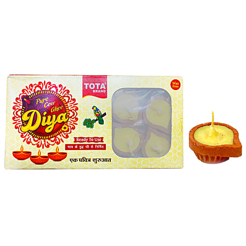 Tota Pure Cow Ghee Diyas - Wax Free, 1 pc (Set of 10) 