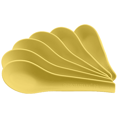 Signoraware Soup Spoon Set - Yellow, 100% Food Grade, 6 pcs  