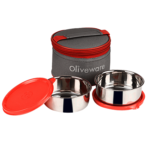 Oliveware Galaxy Lunch Box With Bag Dist - Durable, Red, 3 pcs