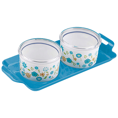 Buy Oliveware Blossom Serving Tray With Bowls Dist Durable, Blue