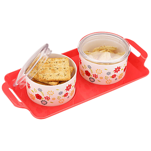 Buy Oliveware Blossom Serving Tray With Bowls Dist Durable, Red