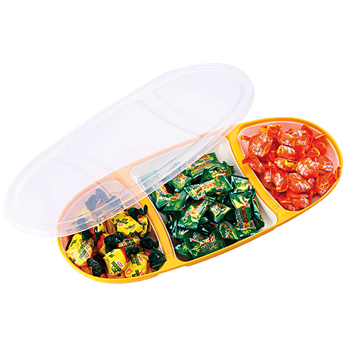 Oliveware Sleek Snacks & Dry Fruit Dist Tray - Microwave & Dishwasher-Safe, Yellow, 1 pc  