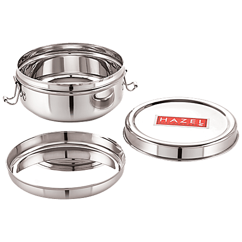 Hazel Stainless Steel Traditional Design Lunch/Tiffin Container - With Locking Clip, Durable, 500 ml (1 pc)