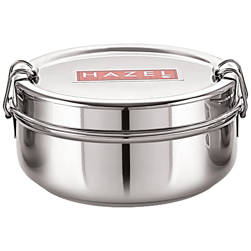 Hazel Stainless Steel Traditional Design Lunch/Tiffin Container - With Locking Clip, Durable, 500 ml (1 pc)
