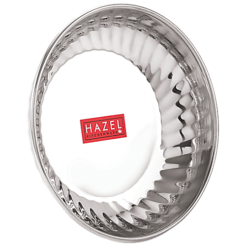 Hazel Stainless Steel Serving Sweet Dish/Dessert Plate - Glossy Finish, Durable, Silver, 200 ml (Set of 6) 