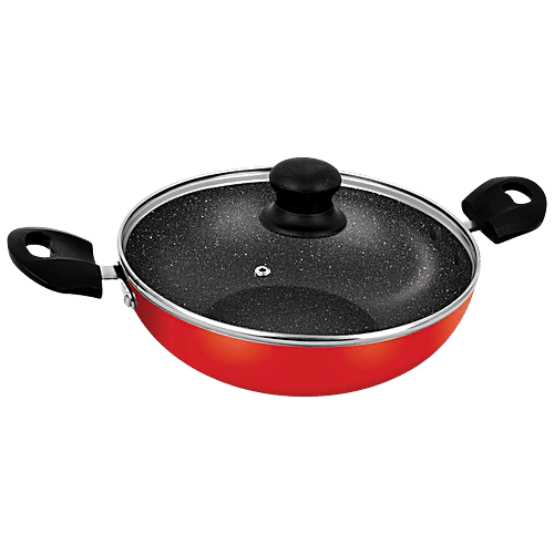Buy Wellberg Marble NonStick Cookware Set Kadhai & Fry Pan With 1 Glass Lid, Tawa, Induction