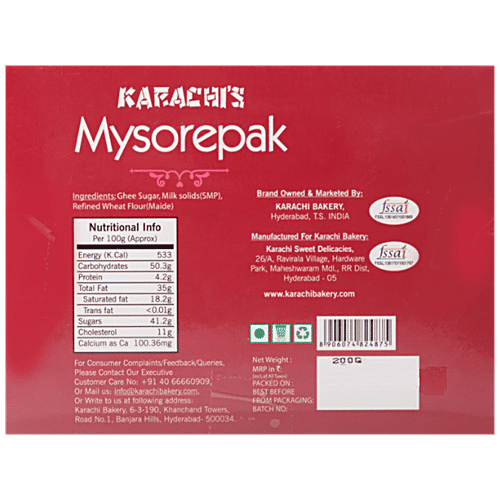 Buy Karachi Bakery Mysore Pak Authentic, Rich, Traditional Sweet