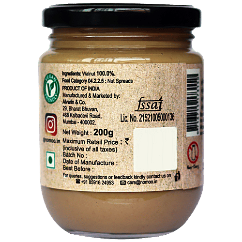 Buy NOMOO Just1 Premium Nut Butter, Walnut, Unsweetened, Smooth
