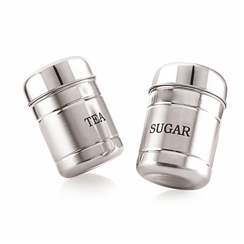 Neelam Stainless Steel Tea Sugar Canister/Container Set - Durable & Rust Free, 2 pcs