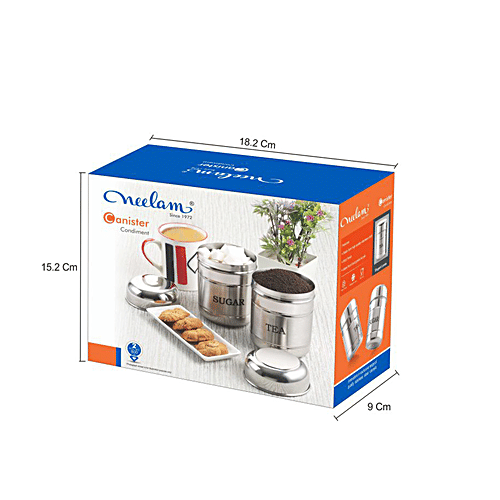 Neelam Stainless Steel Tea Sugar Canister/Container Set - Durable & Rust Free, 2 pcs